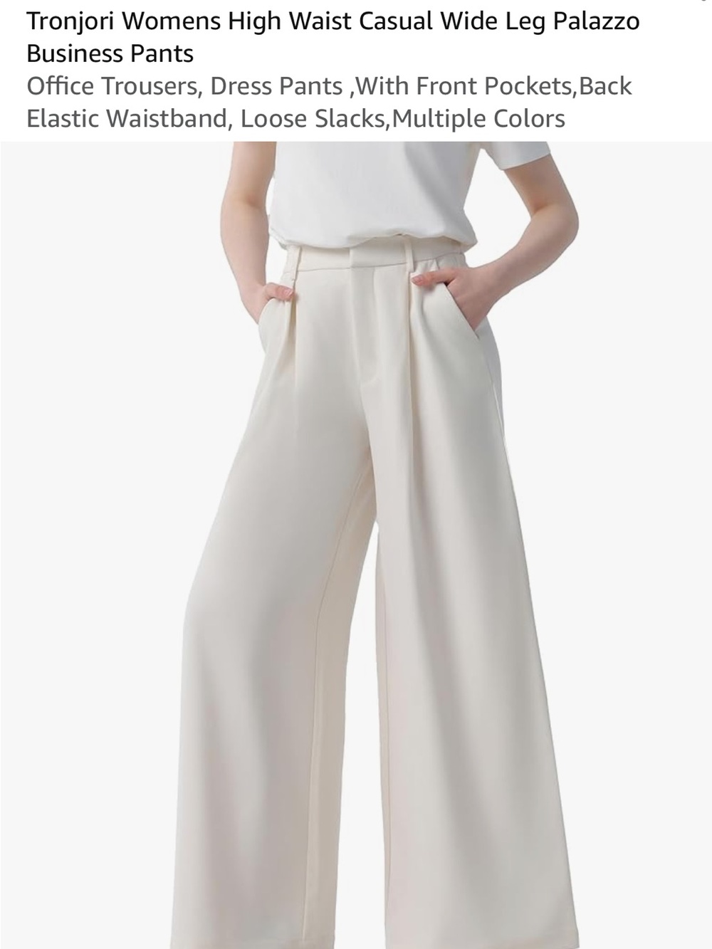 High-Rise Wide Leg Palazzo Pants in Cream by Tronjori